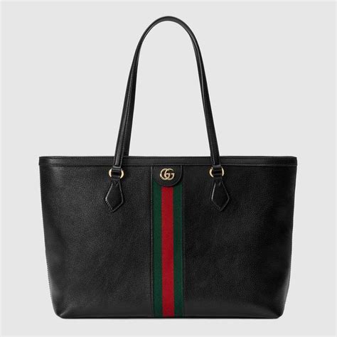 Ophidia large tote bag in black leather 